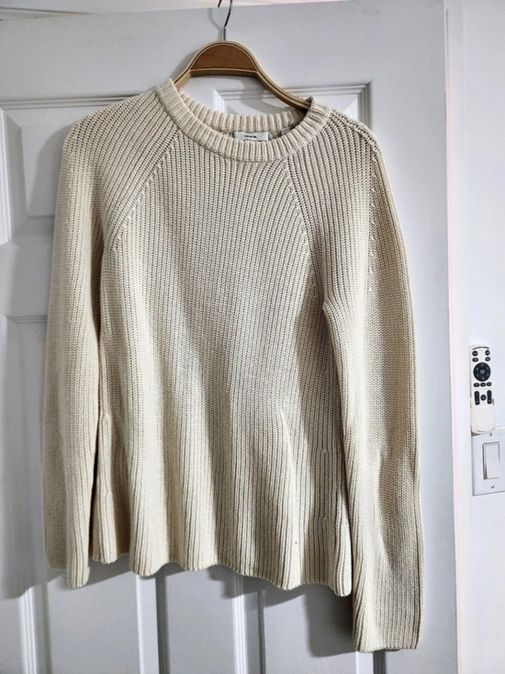 Vince Cotton Cashmere Crewneck Sweater in Cream Size Small